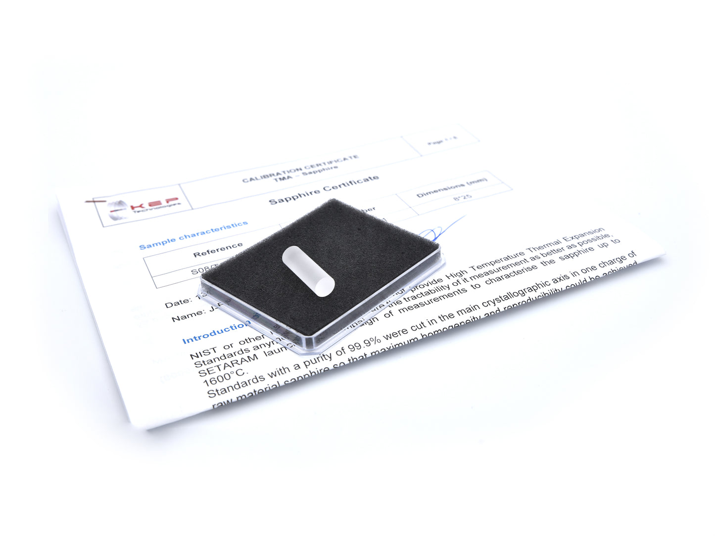 Sapphire standard for TMA (diameter:8 mm / length:25 mm) with calibration certificate